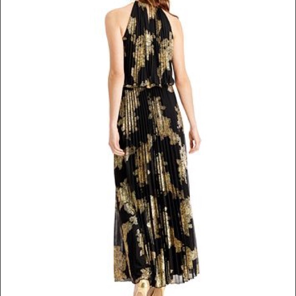 MSK • Metallic-Print Pleated Blouson Gown • 10 - Picture 2 of 5